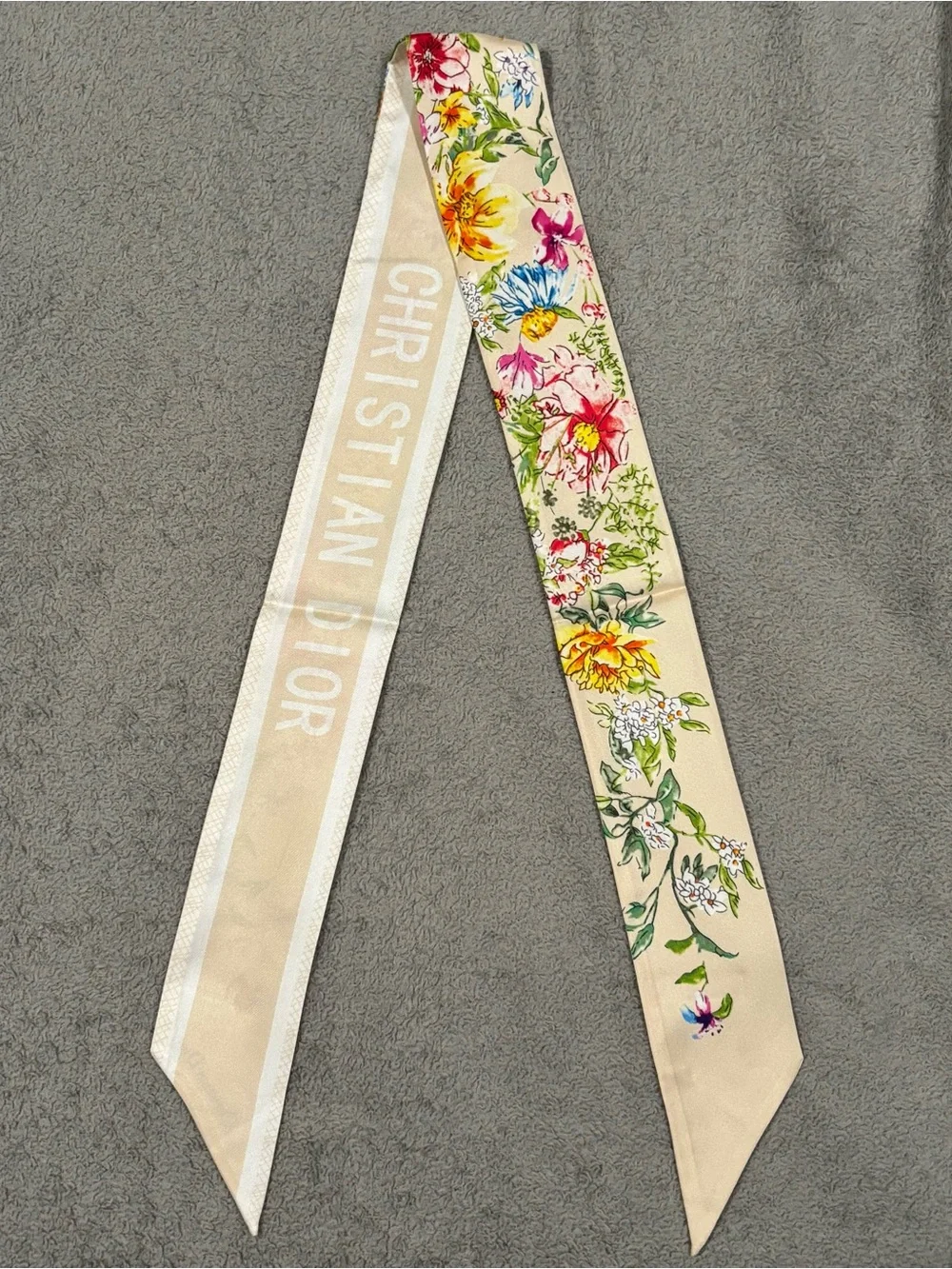 Christian Dior D-Floral Mitzah   Scarf Beige Multicolor Floral Wildflower